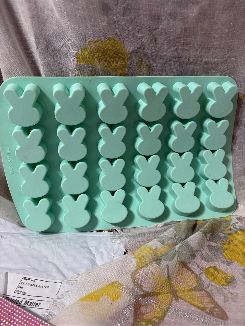 Non-Branded Mint Green Silicone Bunny Mold‎ Tray for Baking & Candy